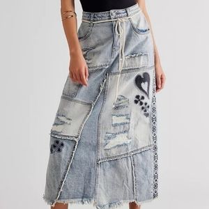 Free People Maxed Out Maxi Denim skirt  sx 6 NWOT